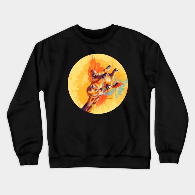 Hello Giraffe - Fun animal illustration Crewneck Sweatshirt by Flo Art Studio